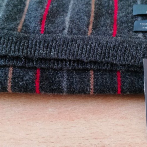 Glou Collection wool scarf, 100% wool, dark grey with stripes