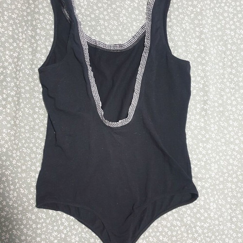 Black bodysuit XL with checkered detail, like new