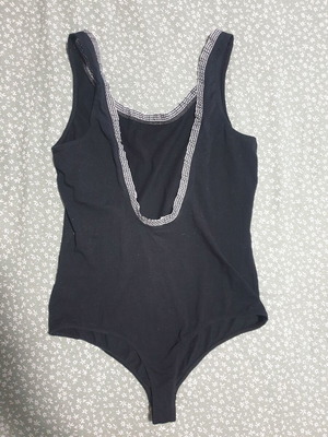 Black bodysuit XL with checkered detail, like new