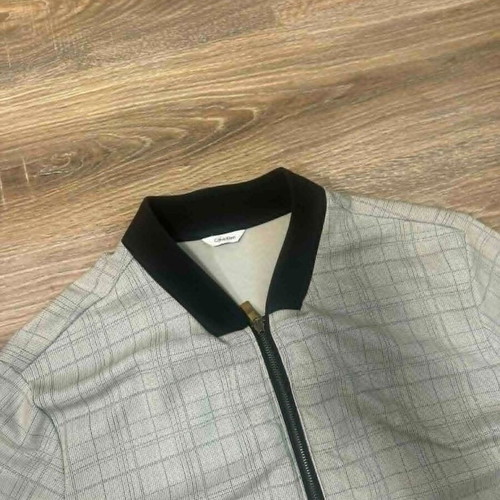 Men's casual Calvin Klein plaid bomber jacket, like new, XL size, gray