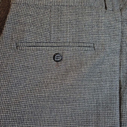 Men's grey suit pants with double pleats, size M