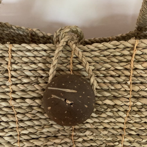 Handbag new summer woven rope and rattan with coconut button