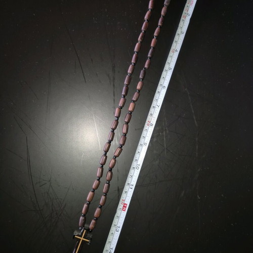Handmade wooden prayer rope necklace with cross 40cm like new