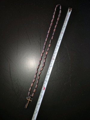 Handmade wooden prayer rope necklace with cross 40cm like new
