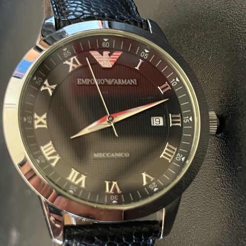 Armani Meccanico wristwatch with automatic Swiss ETA-2824 mechanism, used