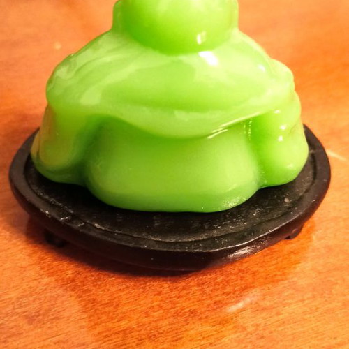 Happy Buddha Figurine new, green nephrite