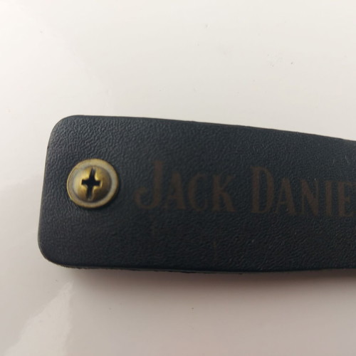 Jack Daniel's Whiskey collector keychain black leather used
