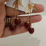 Long cherry earrings new, red
