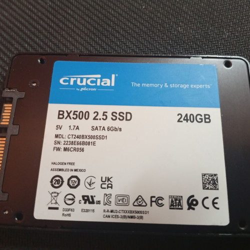 Crucial BX500 240GB SSD used, for external SATA 2.5 disk only
