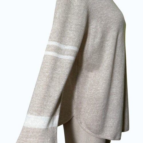 Delicatelove Beige Cashmere Linen Striped Sweater Size 3XL New