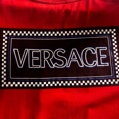 Versace short-sleeve red blouse like new, size L