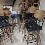 Wooden stools with backrest used