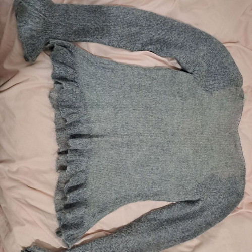 Women's blouse gray made in Italy medium with integrated knitted strap used
