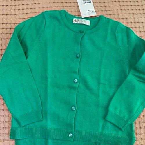 H&M knitted cardigan green, brand new with tags, size 98-104 for 2-4 years