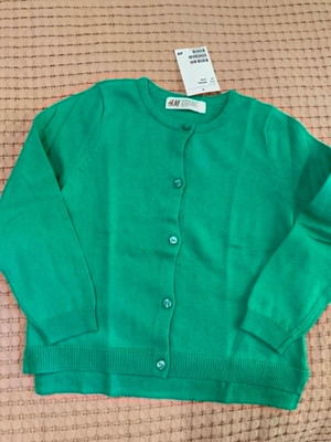 H&M knitted cardigan green, brand new with tags, size 98-104 for 2-4 years