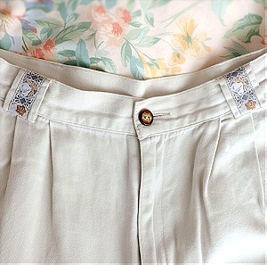 Vintage Γαλλικό Βαμβακερό Παντελόνι με ιδιαίτερες λεπτομέρειες
