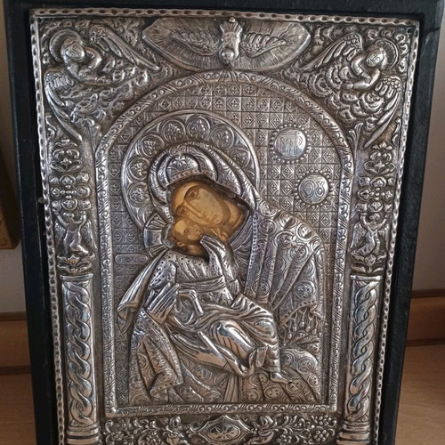 Virgin Mary icon silver 9.50 29.5x23.5 cm