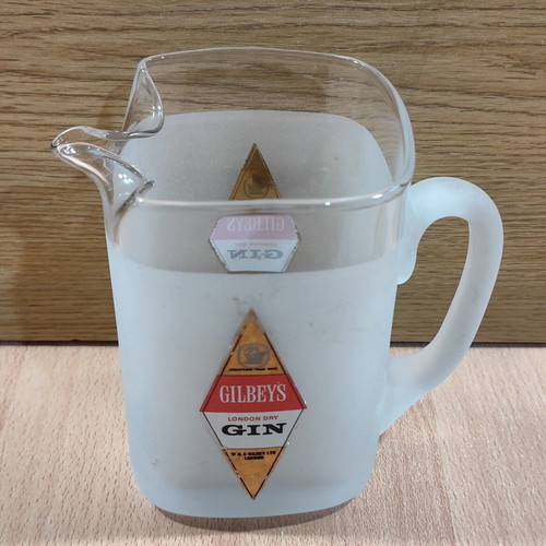 Gilbey's Dry Gin old promotional glass pitcher used