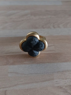 Gold-plated ring with lava stone size 53 like new
