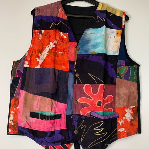Unisex vintage 90s patchwork vest new, boho style