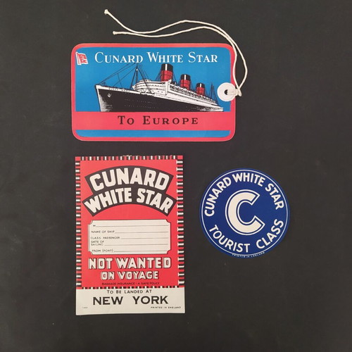 Cunard White Star Lines vintage luggage tags set 1949