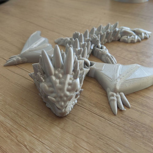 Articulated Wyvern new 3D printed model Silver Silk PLA