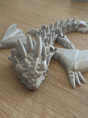 Articulated Wyvern new 3D printed model Silver Silk PLA