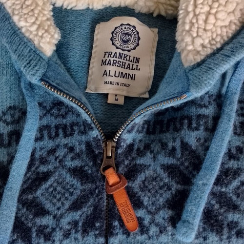 Franklin Marshall wool cardigan, size Large, blue