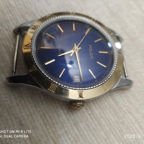 Poljot mechanical wristwatch like new, blue dial, gold bezel