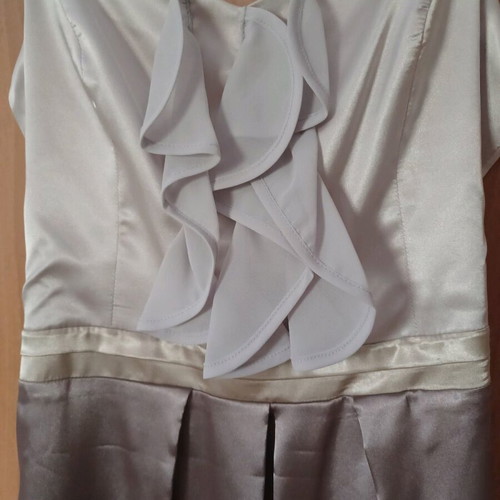 Catwalk Raxevsky Satin Mini Dress new, gray and beige, size XL