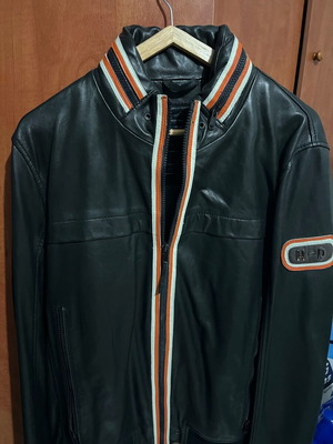 Μπουφάν Harley-Davidson καινούργιο, δερμάτινο μέγεθος L με πορτοκαλί λεπτομέρειες