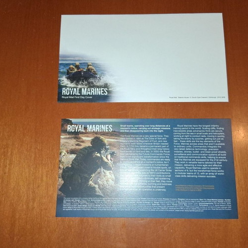 Royal Marines Royal Mail First Day Cover envelope with single sheet