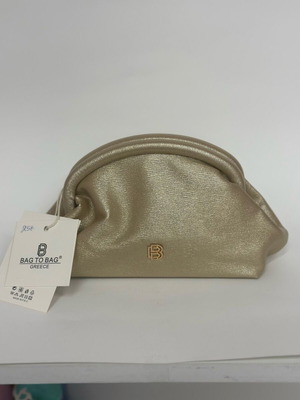Bag to Bag gold clutch with clasp and chain new