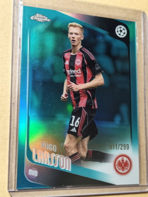 2025-26 Topps Chrome UEFA κάρτα Hugo Larsson Aqua Refractor αριθμημένη #36