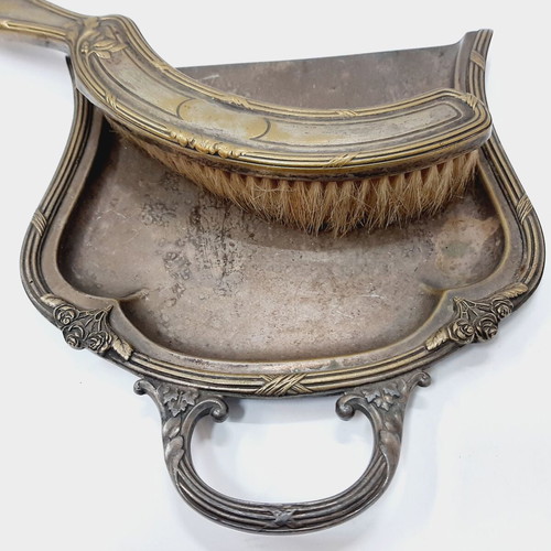 Antique bronze hand brush and dustpan set