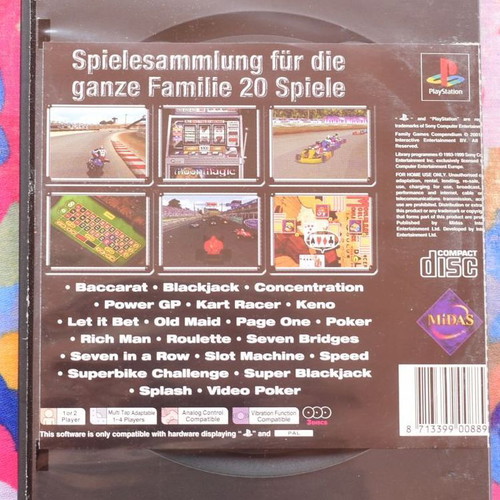 Family Games Compendium PS1 game, 20 games compilation