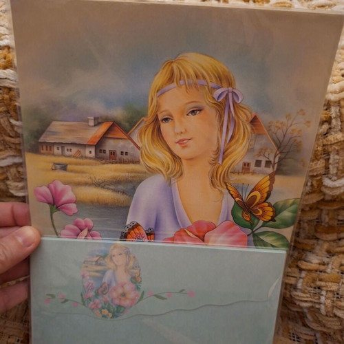 Vintage 1990 stationery set with 6-page block and 4 envelopes new