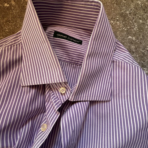 Oxford Company men's striped shirt like new, size L, purple and white