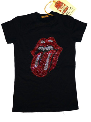 Virgin Republic Rolling Stones T-Shirt μαύρο silky one size