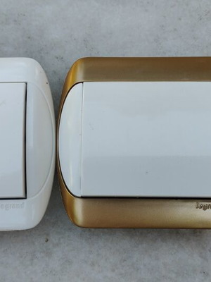 Legrand electrical switches and sockets set, gold-white and white-white