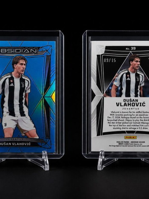 2024-25 Obsidian Dusan Vlahovic Electric Etch Blue Flood κάρτα αριθμημένη 9/15