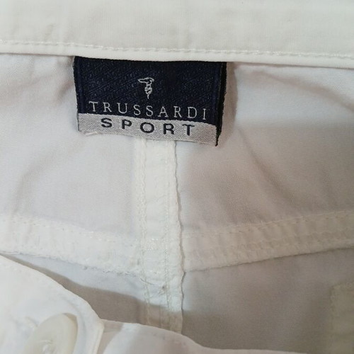 Trussardi Sport women's pants used, cotton, straight fit, white, size M