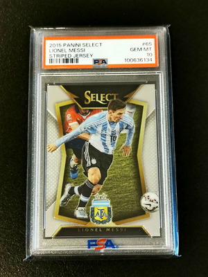 Panini Select 2015 Lionel Messi #65 Striped Jersey PSA Gem Mint 10