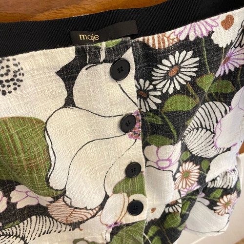 Maje top and linen skirt set like new, size M