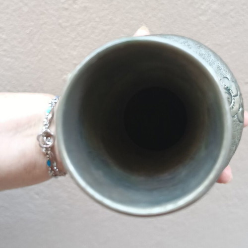 Vintage Silver Plated Vase Embossed Floral Design used