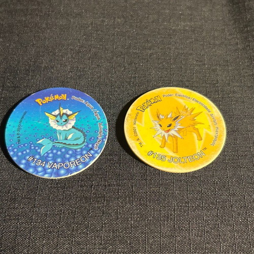 Pokémon Tazos pack of 2 Vaporeon and Jolteon used