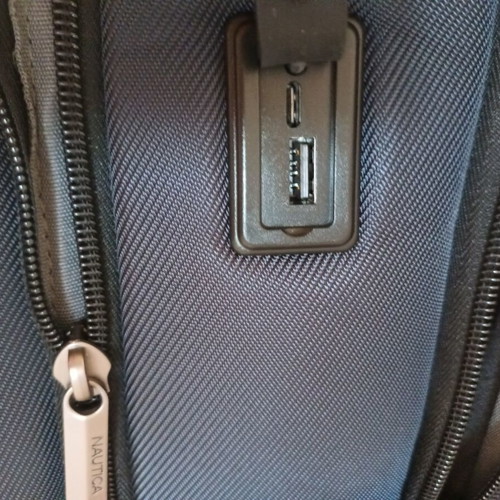 Nautica leather backpack like new with 8 compartments and USB port
