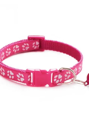 Нашийник за котка Cute Paw Rose Red нов с камбанка и отпечатък на лапи