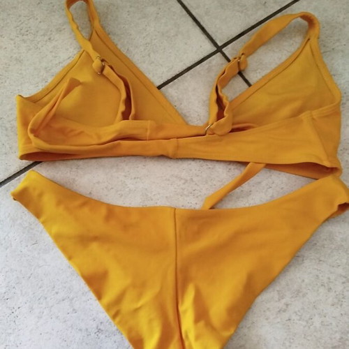 Bikini mustard used, size L with adjustable straps