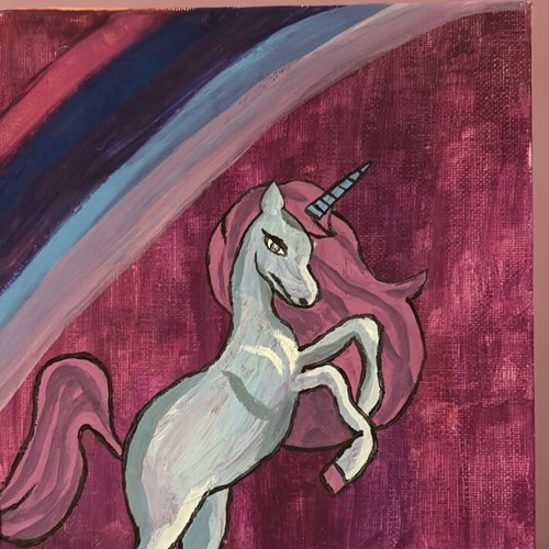 Unicorn children's painting on canvas handmade, new
